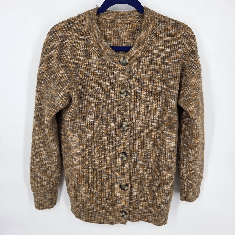 Madewell Space Dyed Winstead Cardigan Sweater Women's XXS Brown Oversized